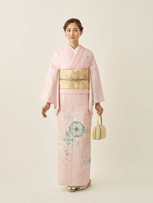 L0008/更紗/ピンク | 訪問着レンタル