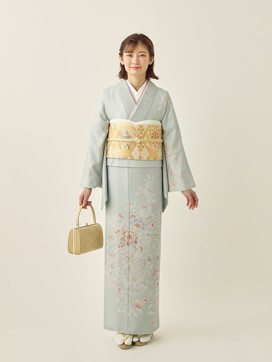 L0009/更紗/若草色| 訪問着レンタル