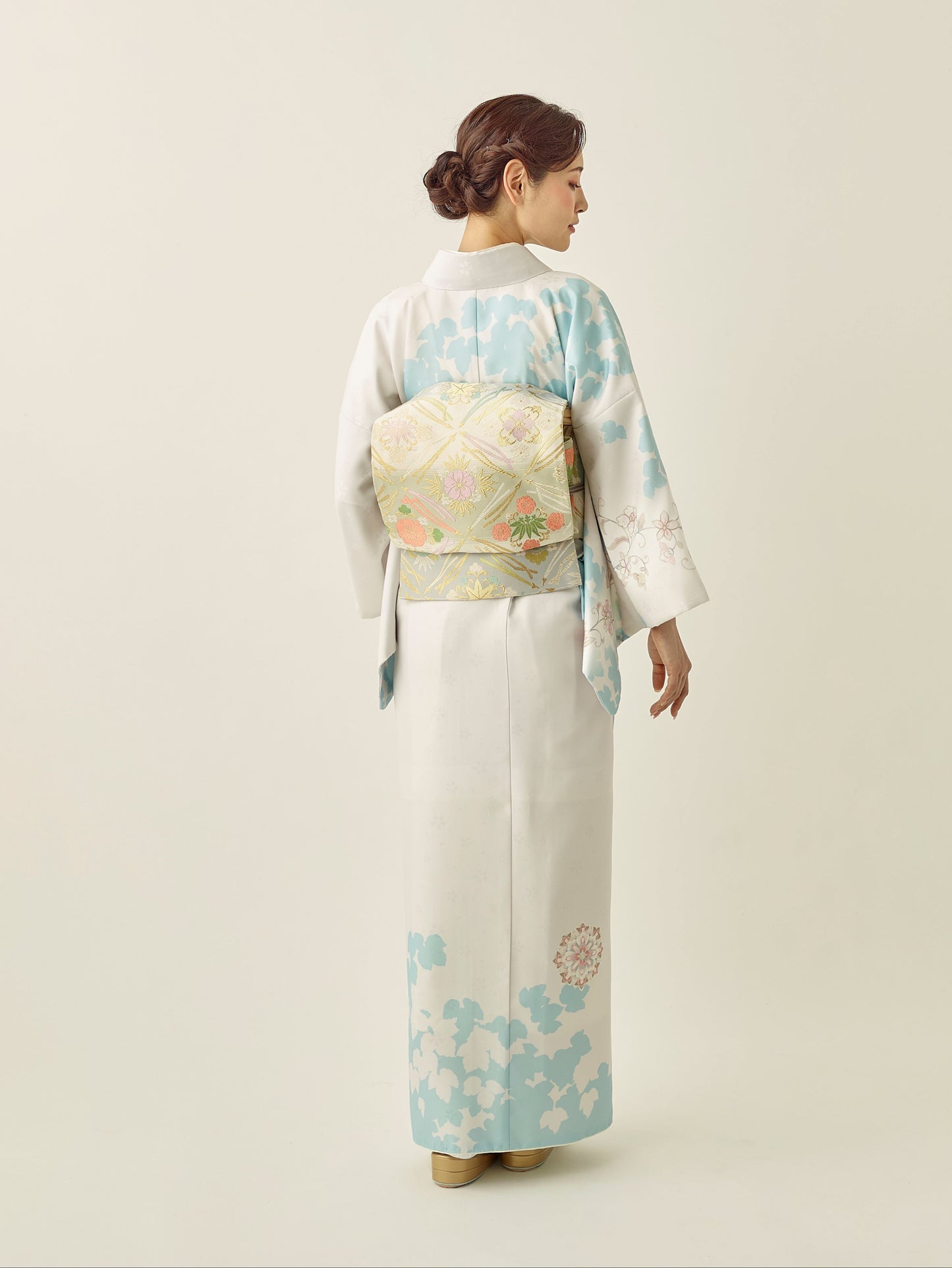 L0010/シルエット更紗/水色| 訪問着レンタル