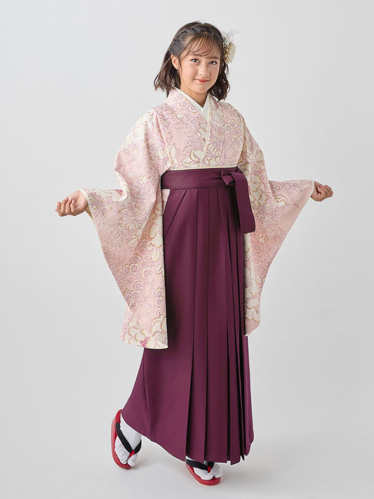 小学生 卒業袴 レンタル|ピンク 疋田に華づくし C0031|女の子 卒業式 袴2026 簡単着付け