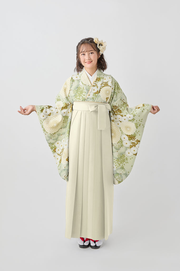 C0029 万寿菊/若葉色 【小学生卒業式袴レンタル】