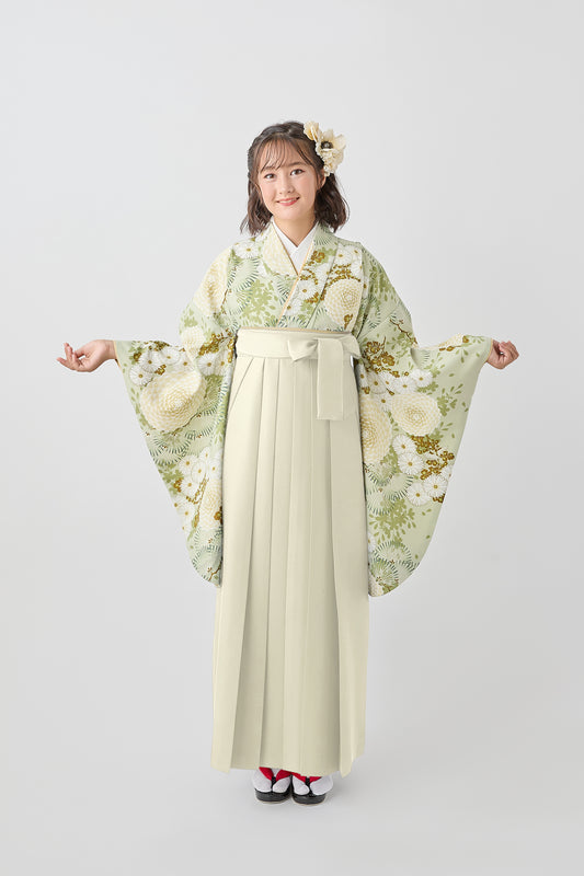 C0029 万寿菊/若葉色 【小学生卒業式袴レンタル】