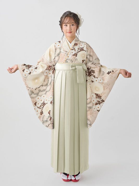 小学生 卒業袴 レンタル|亜麻色 万寿菊 C0030|女の子 卒業式 袴 人気 ガーリー