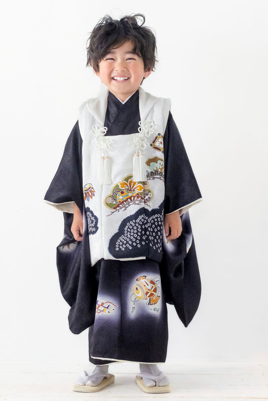 七五三 着物 レンタル 3歳 男の子 正絹 七宝/黒 S1321