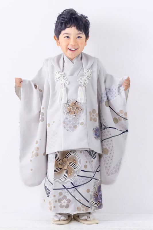 七五三 着物 レンタル 3歳 男の子 ねじり梅/オフ S1316