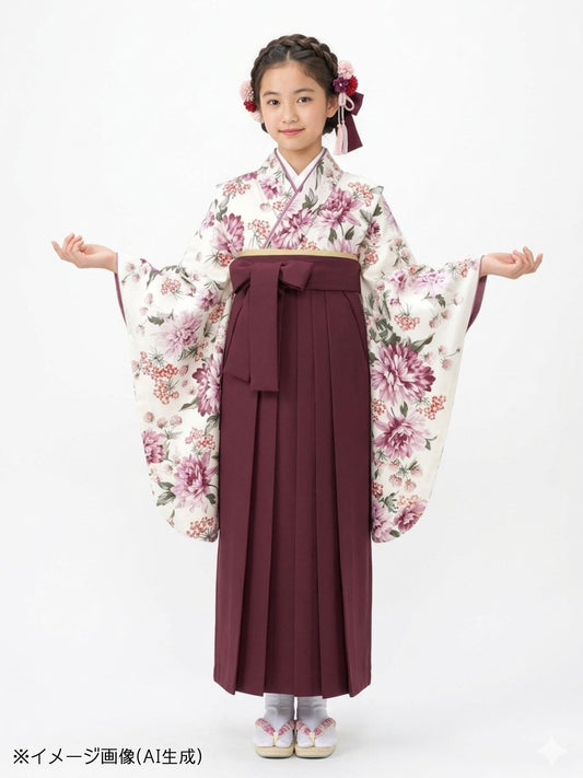 小学生 卒業袴 レンタル 女の子|ダリア オフピンク C0016|フルセット