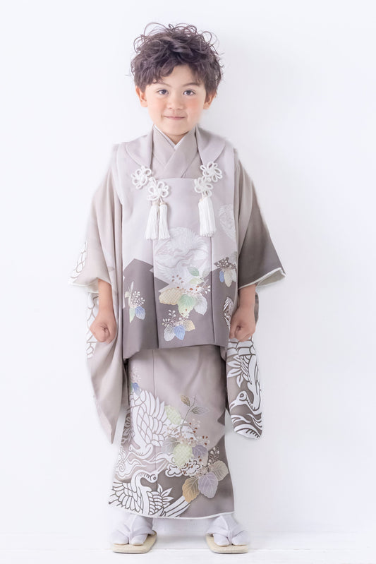 七五三 着物 レンタル 3歳 男の子 向鶴/ベージュ S1318