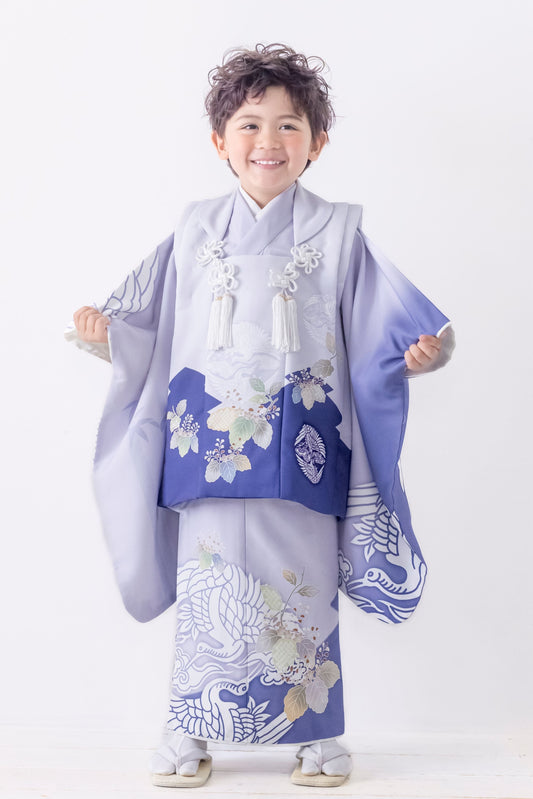 七五三 着物 レンタル 3歳 男の子 向鶴/紺 S1319