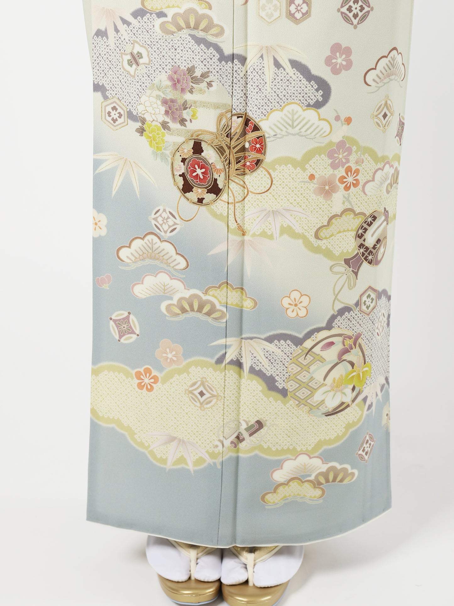 L0003/吉祥小花/グレー | 訪問着レンタル