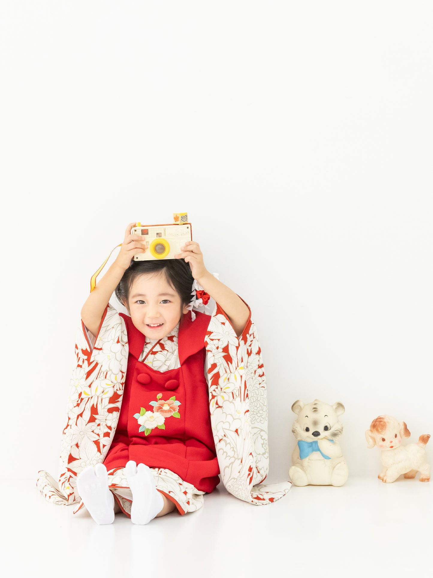 S0307 花笑み/赤 【七五三着物レンタル】