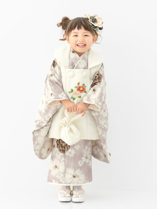 S0309 花水木/スモークピンク 【七五三着物レンタル】