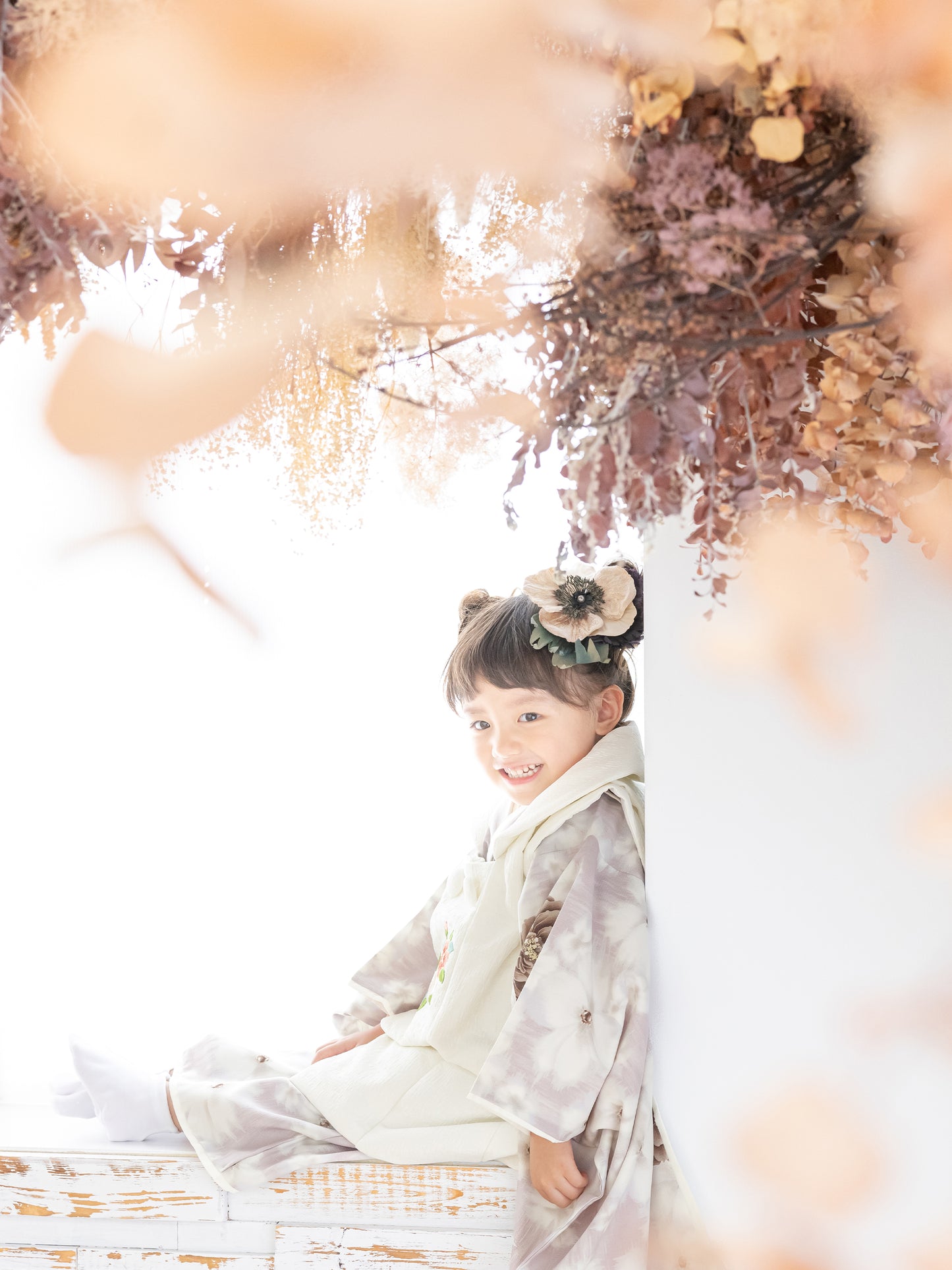 S0309 花水木/スモークピンク 【七五三着物レンタル】