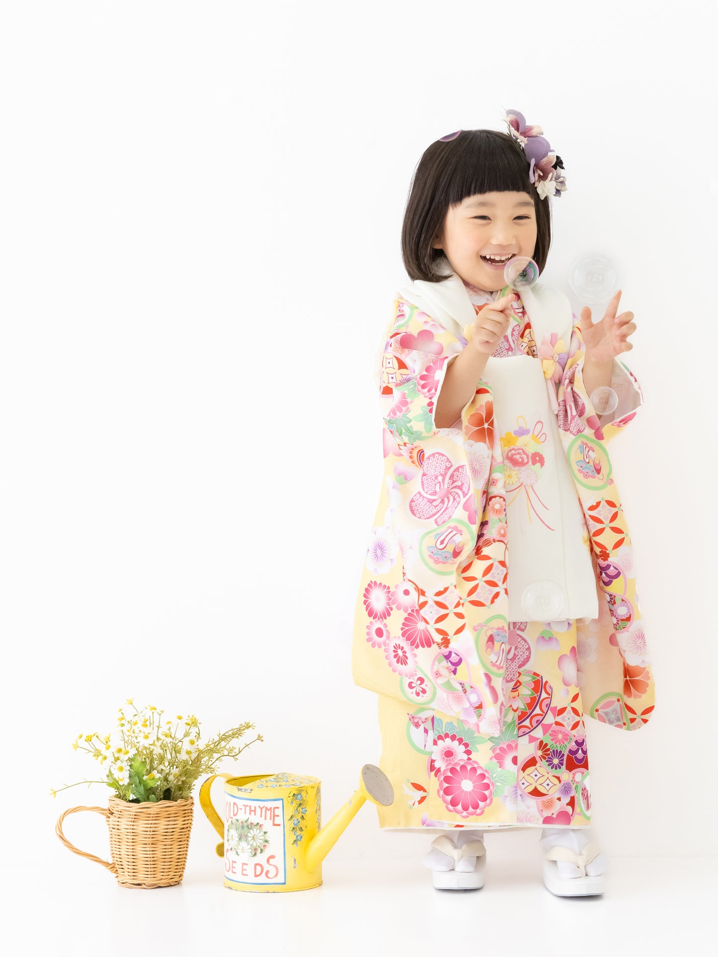 S0317 まり/黄色 【七五三着物レンタル】