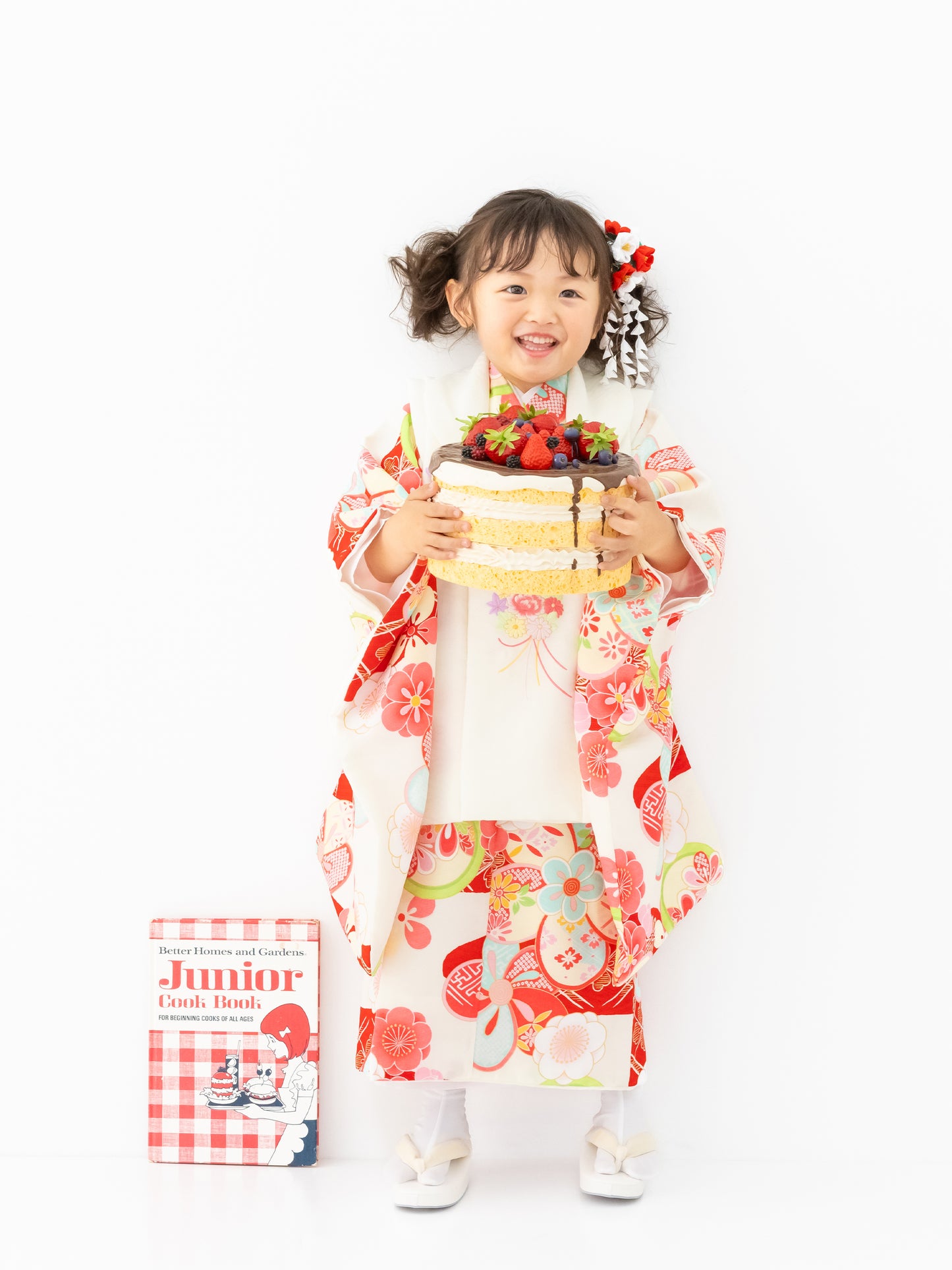 S0320 ねじり梅/赤 【七五三着物レンタル】