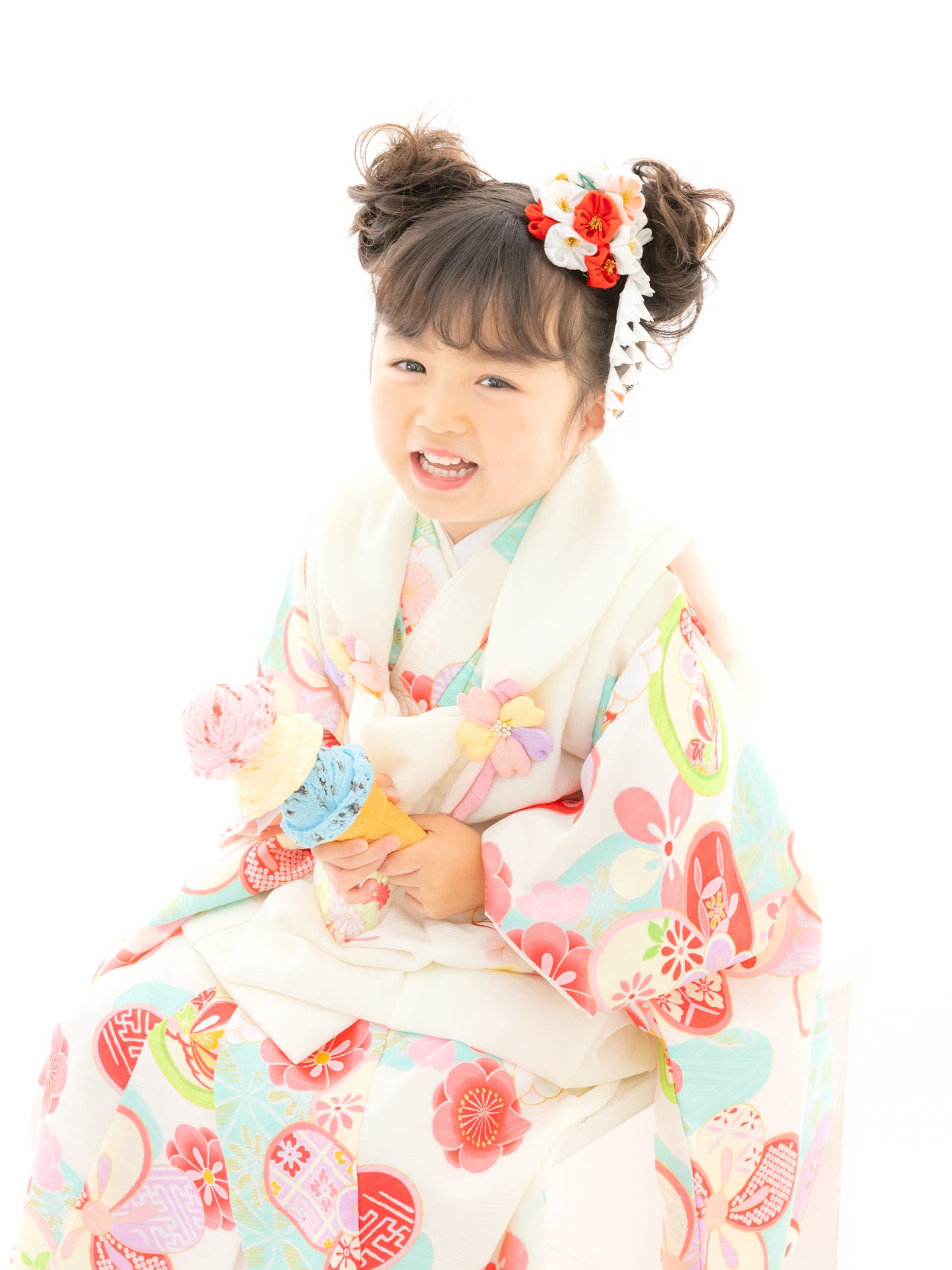 S0321 ねじり梅/水色 【七五三着物レンタル】