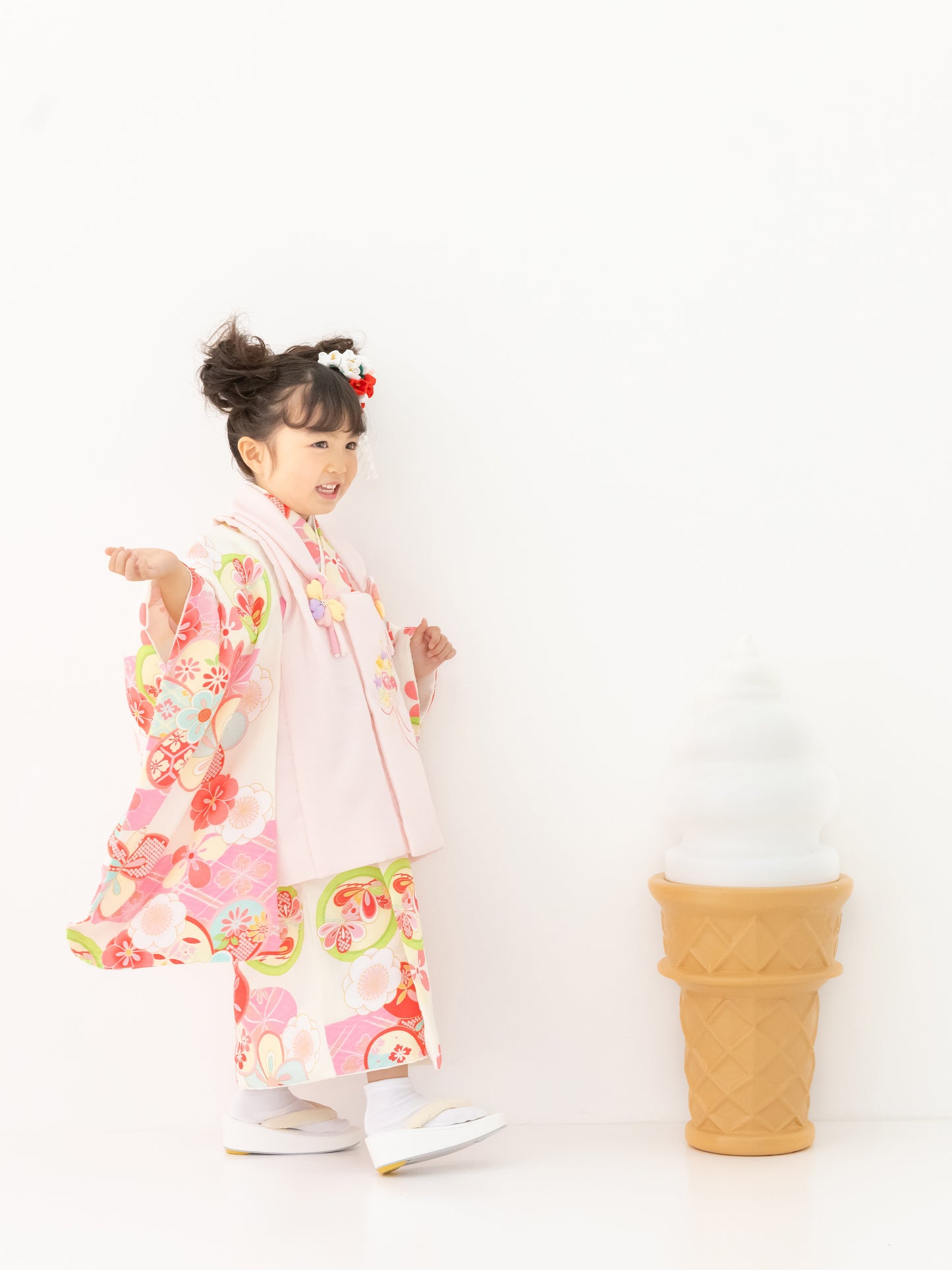 S0322 ねじり梅/ピンク 【七五三着物レンタル】