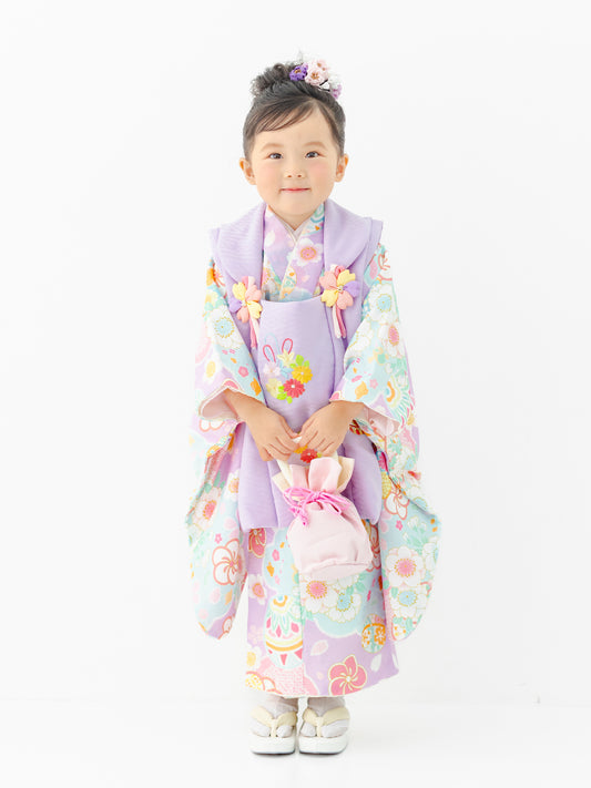 S0331 まり/ラベンダー 【七五三着物レンタル】