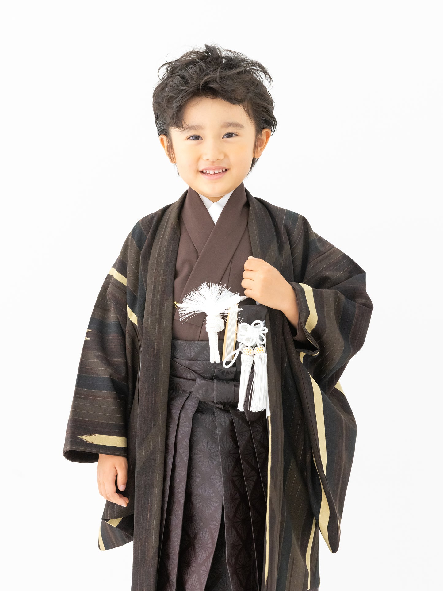 S0508 矢絣/茶 【七五三着物レンタル】