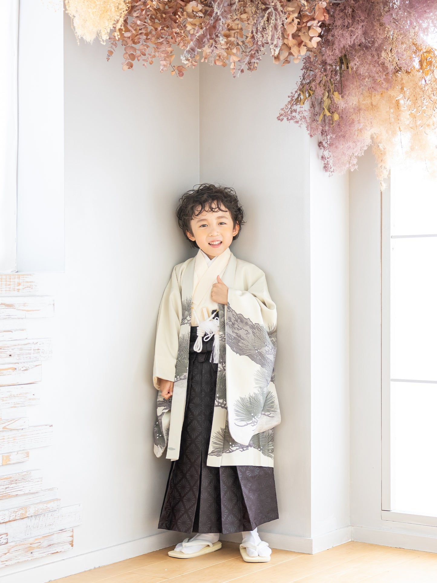 S0509 鷹に松図/オフ 【七五三着物レンタル】