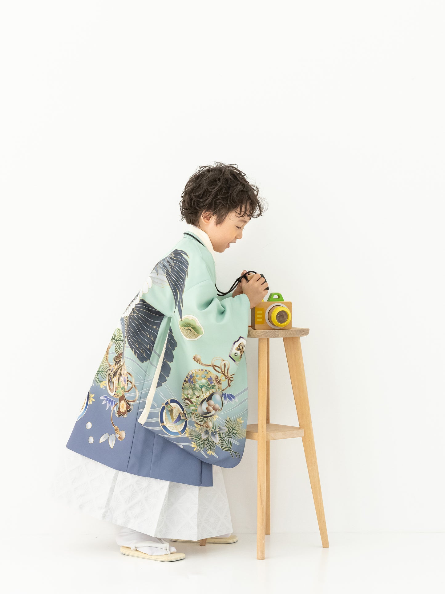 S0511 鷹に波/ヒワ 【七五三着物レンタル】