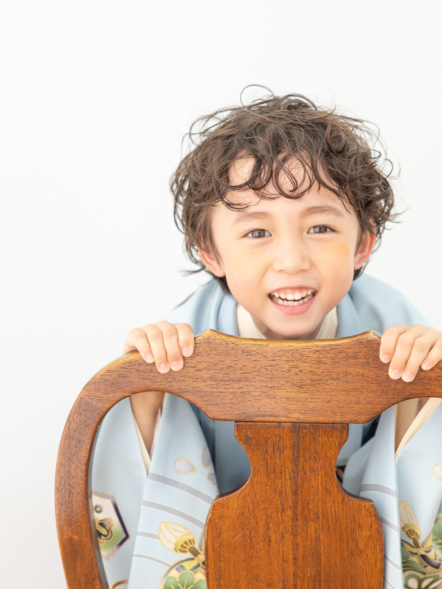 S0512 鷹に波/水色 【七五三着物レンタル】