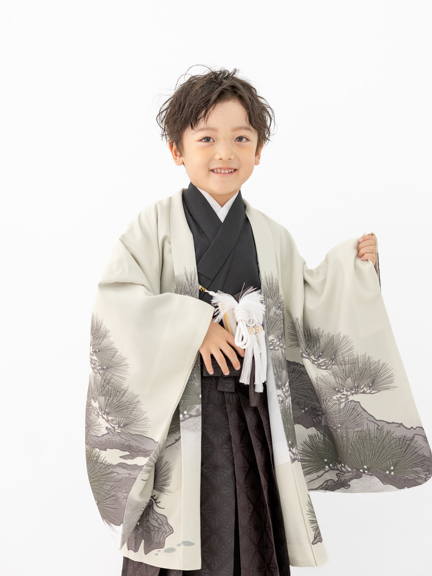 S0513 鷹に波/黒 【七五三着物レンタル】