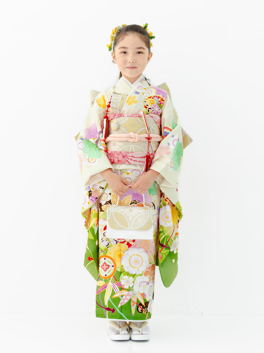 S0721 松竹梅/うぐいす 【七五三着物レンタル】