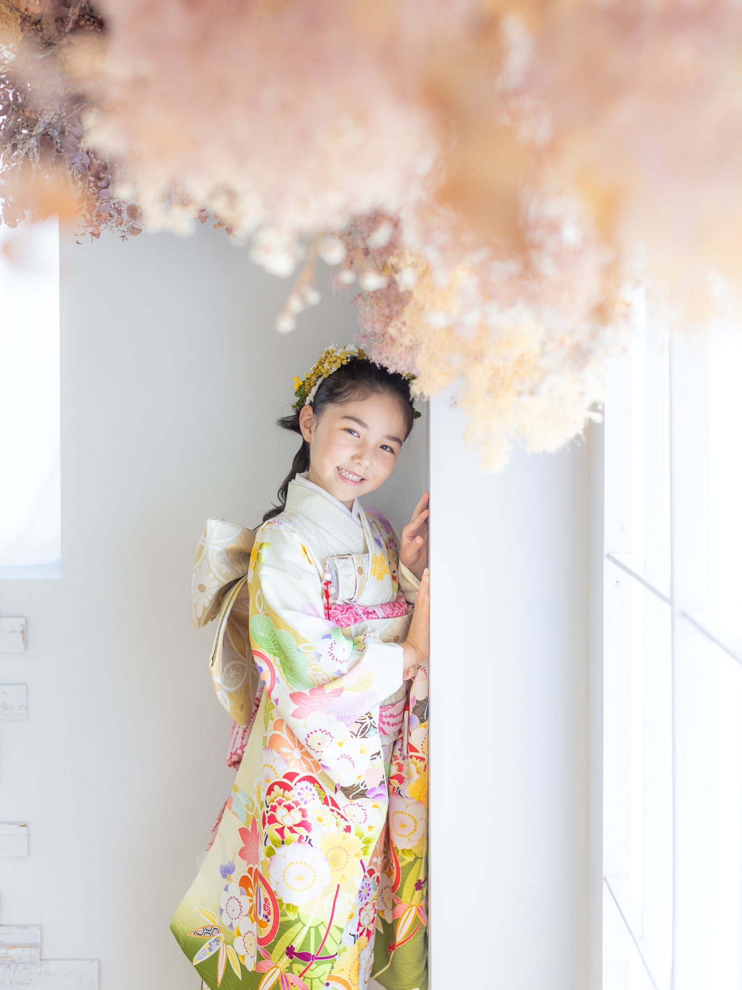 七五三 着物 レンタル 7歳 女の子 松竹梅/うぐいす S0721