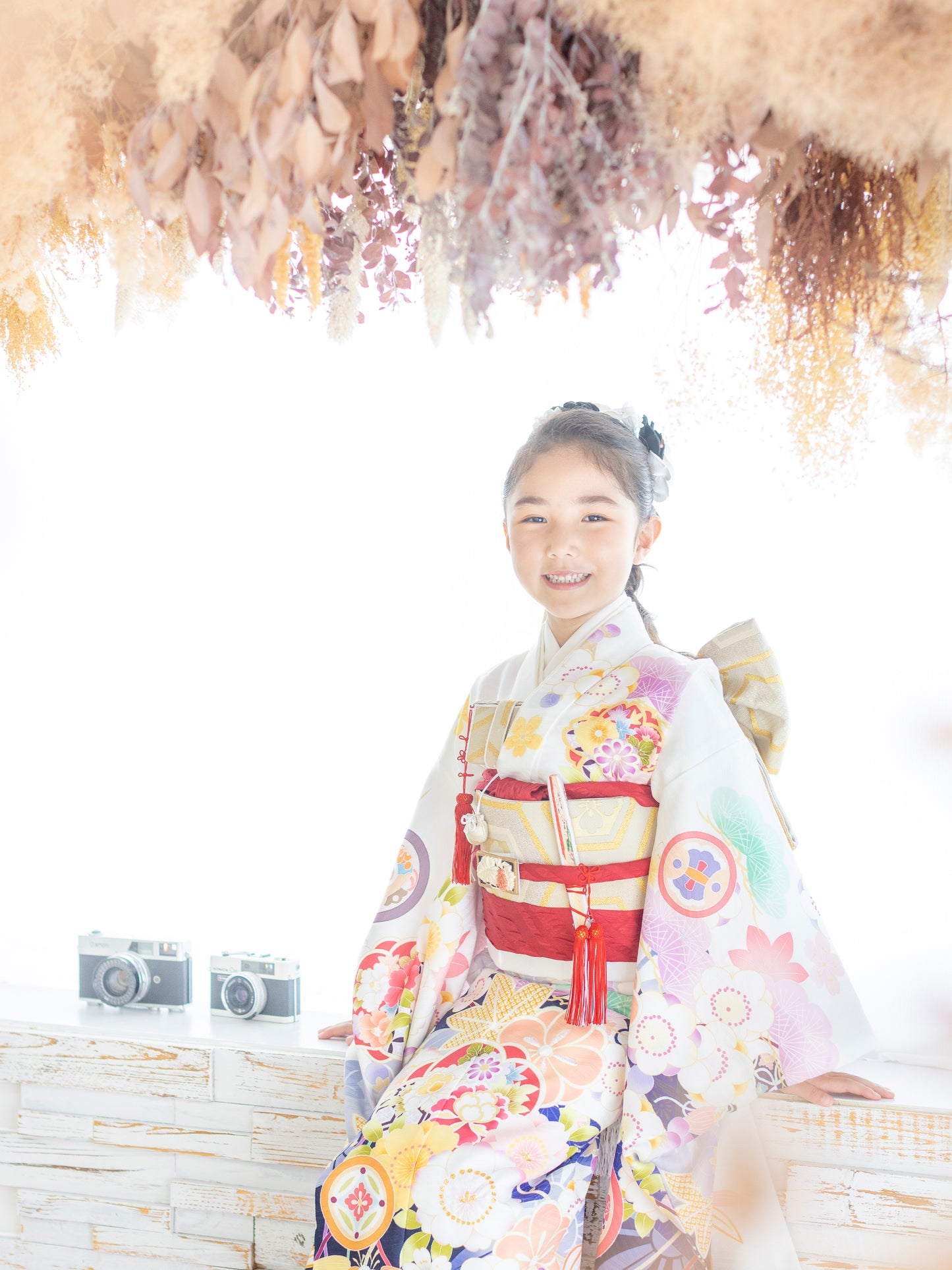 七五三 着物 レンタル 7歳 女の子 松竹梅/紺 SS0722