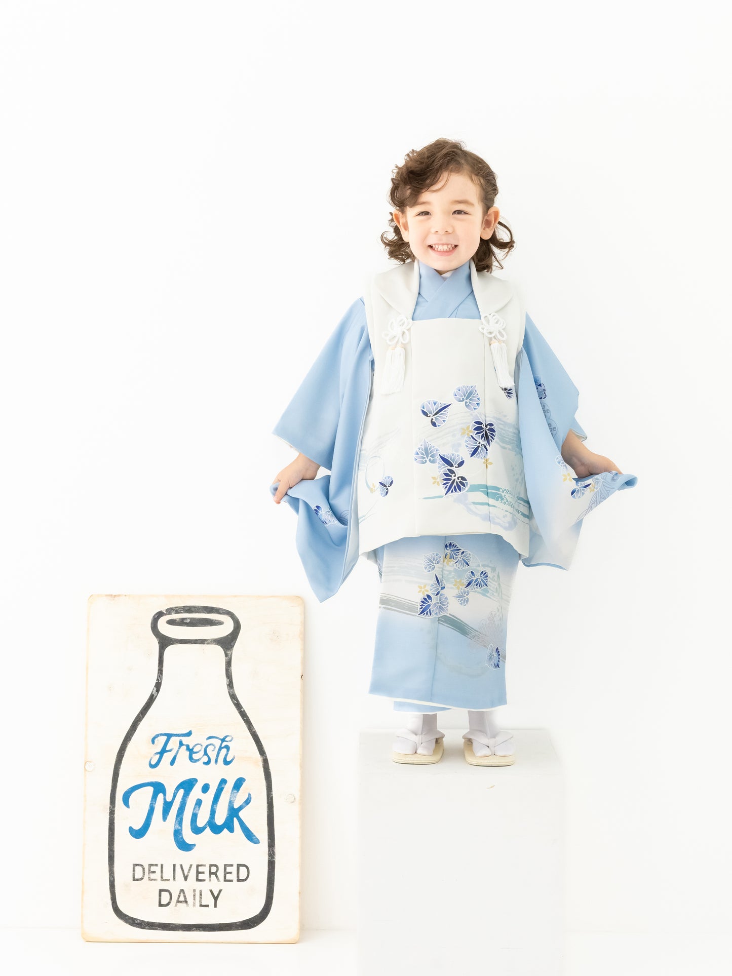 S1309 葵(水色)/白 【七五三着物レンタル】