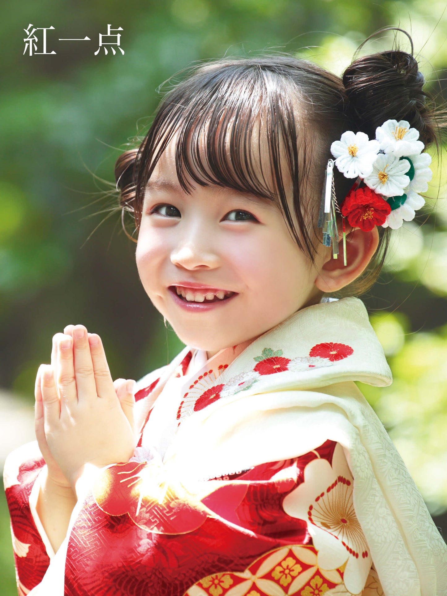 S0324 桜に松(赤)/白 【七五三着物レンタル】