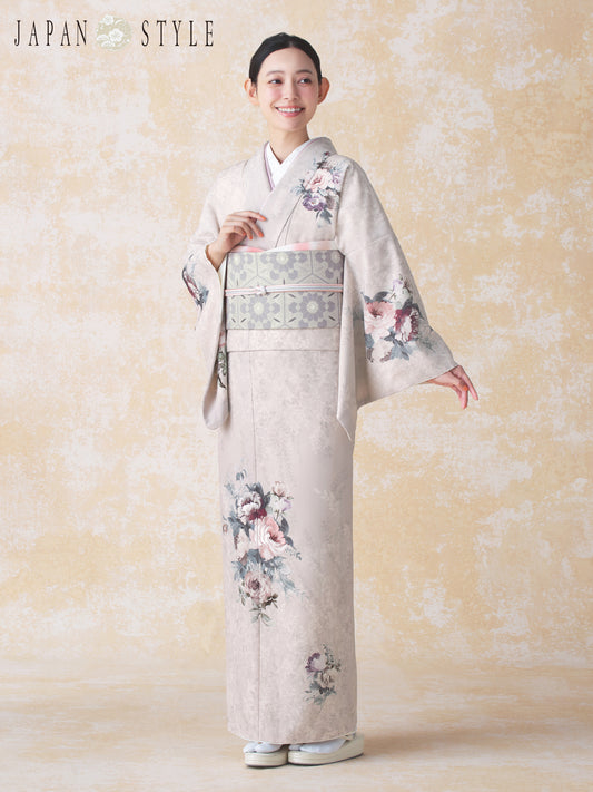 訪問着レンタル|着物・入学式・卒業式 |洋花/ピンク/L0024