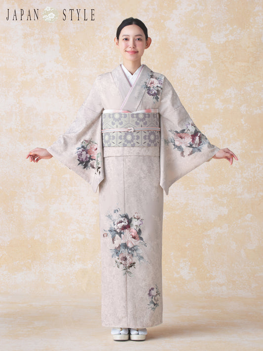 訪問着レンタル|着物・入学式・卒業式| JAPAN STYLE|洋花/ピンク/L0024