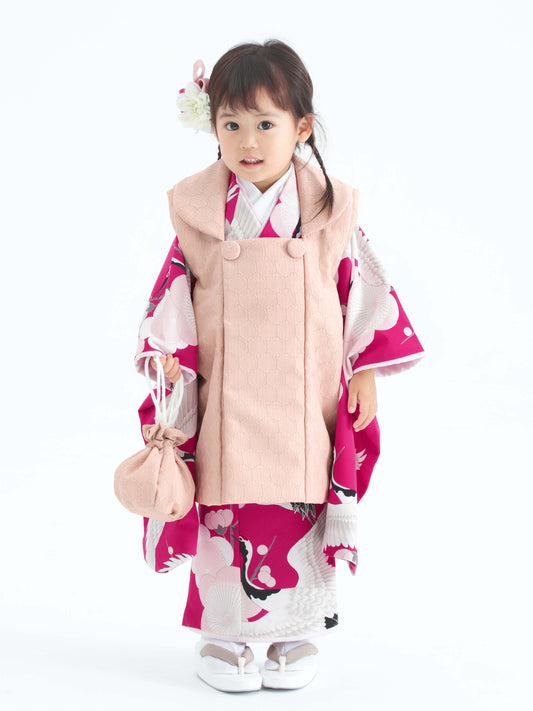 C304 梅鶴 / ピンク 七五三着物レンタル