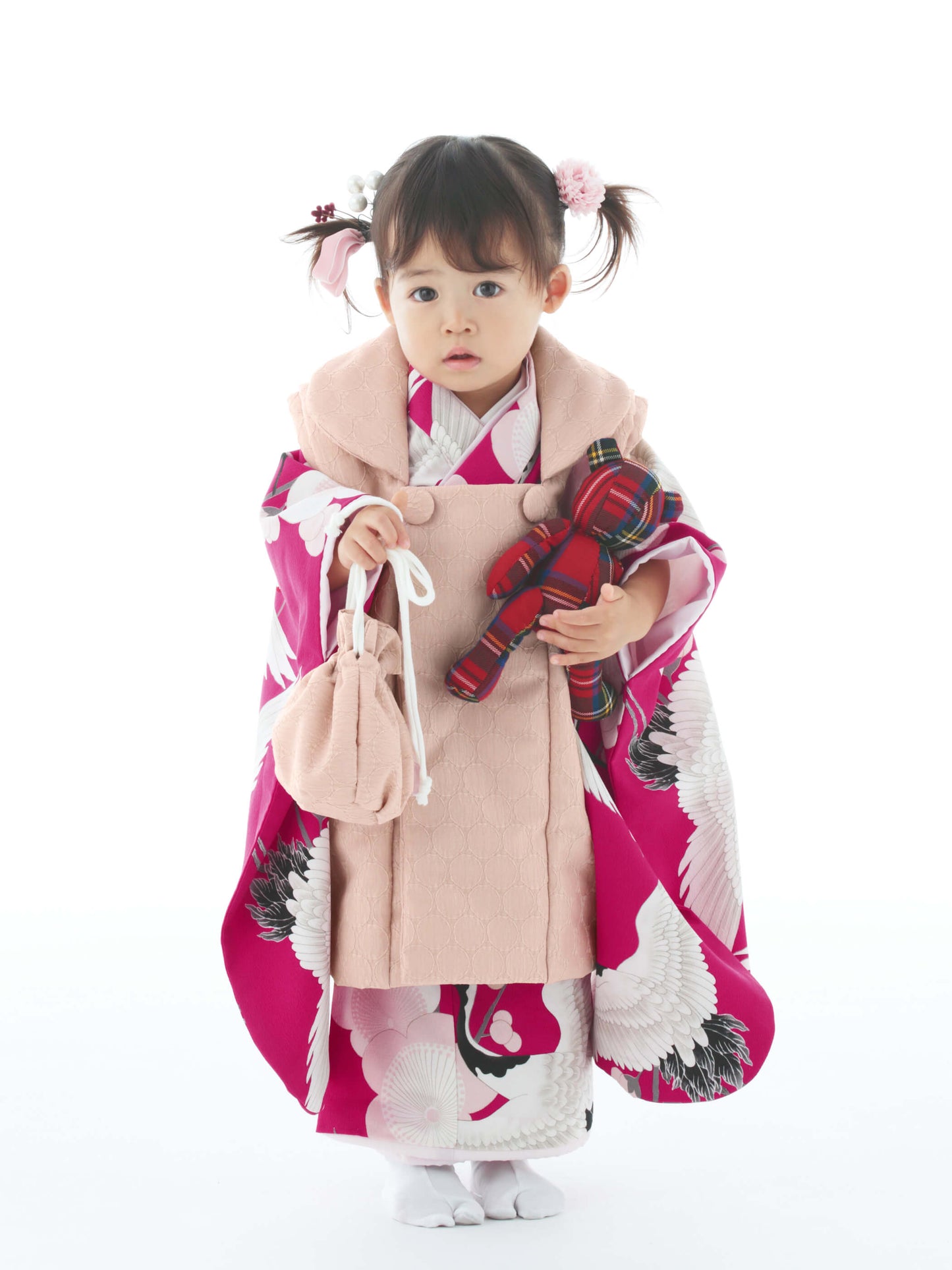 C304 梅鶴 / ピンク 七五三着物レンタル
