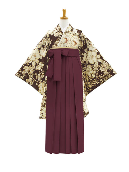 小学生 卒業袴 レンタル 女の子｜疋田に華づくし ブラウン C0003｜フルセット