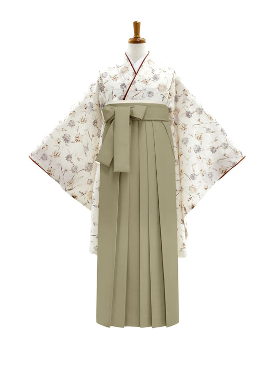 小学生 卒業袴 レンタル 女の子｜マーガレット更紗 ベージュ C0005｜フルセット