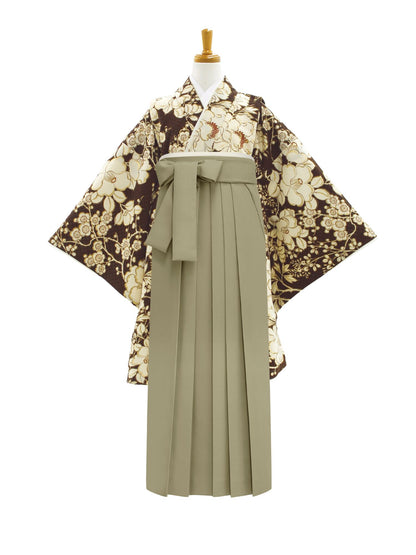 小学生 卒業袴 レンタル 女の子｜疋田に華づくし ブラウン C0003｜フルセット