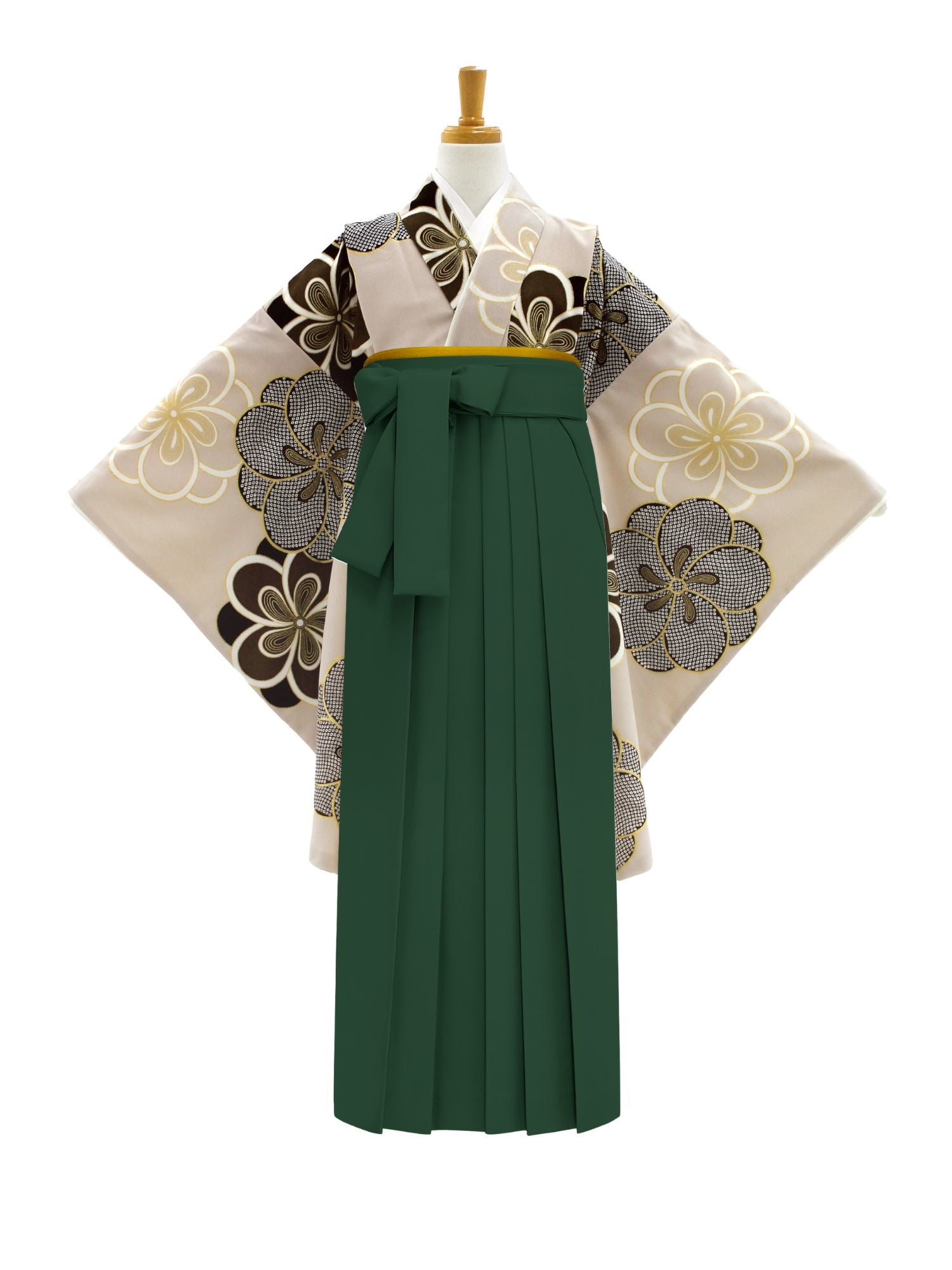 ねじり梅柄 / ベージュ | 卒業式小学生袴レンタル | tententen(てん