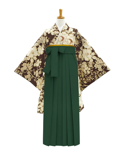 小学生 卒業袴 レンタル 女の子｜疋田に華づくし ブラウン C0003｜フルセット