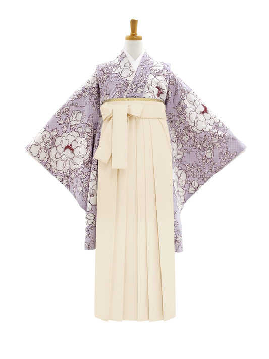 小学生 卒業袴 レンタル 女の子|疋田に華づくし ラベンダー C0004|フルセット