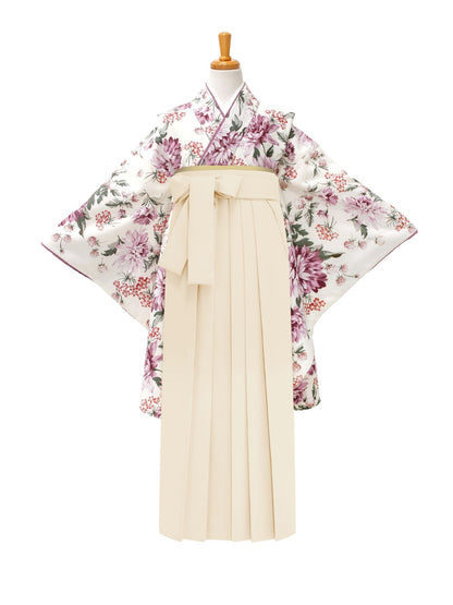 小学生 卒業袴 レンタル 女の子｜ダリア オフピンク C0016｜フルセット