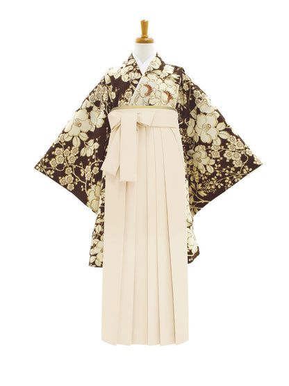小学生 卒業袴 レンタル 女の子｜疋田に華づくし ブラウン C0003｜フルセット