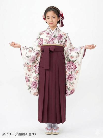 小学生 卒業袴 レンタル 女の子｜ダリア オフピンク C0016｜フルセット