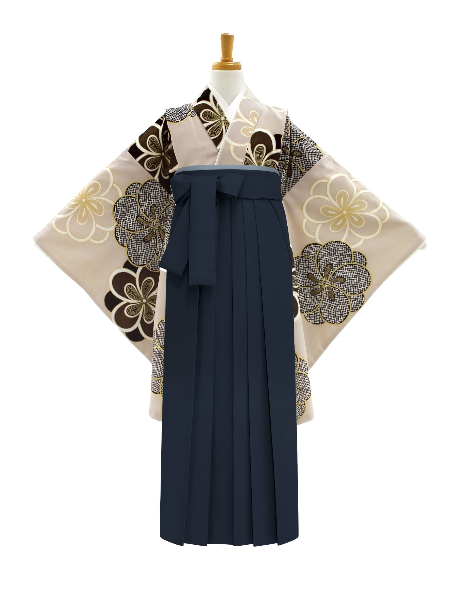 ねじり梅柄 / ベージュ | 卒業式小学生袴レンタル | tententen(てん