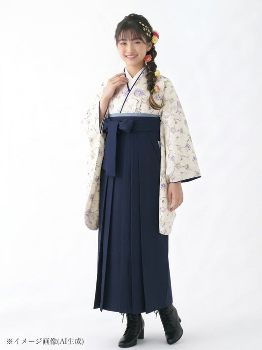 小学生 卒業袴 レンタル 女の子｜マーガレット更紗 ブルー C0006｜フルセット
