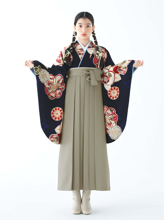 C0026 たちばなとねじり梅/紺 【小学生卒業式袴レンタル】