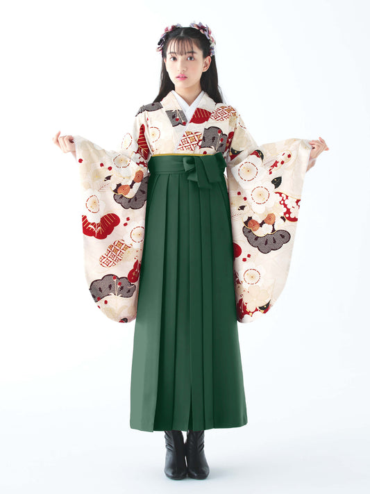 C0028 桜に松/オフ 【小学生卒業式袴レンタル】