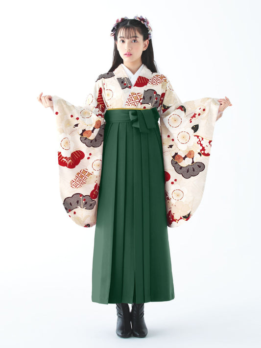 小学生 卒業袴 レンタル|桜に松 オフ C0028|女の子 卒業式 袴 古典柄