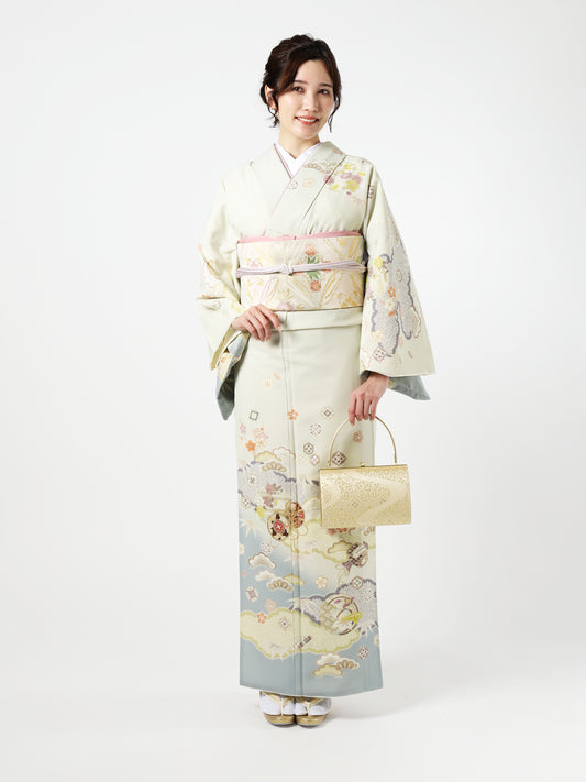 L0003/吉祥小花/グレー | 訪問着レンタル